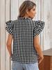 Summer Tops Double Layer Ruffled Hem Cute Sweet Girls' Dresses Check Short Sleeve