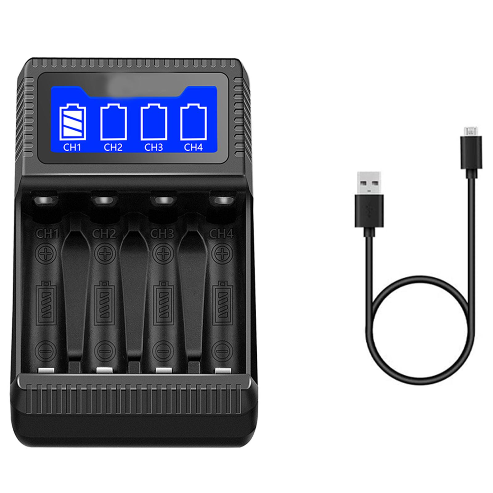 

4 слота для аккумуляторов AA/AAA NiMH Зарядное устройство AA AAA ЖК-дисплей Интеллектуальное зарядное устройство для аккумуляторов Независимая зарядка
