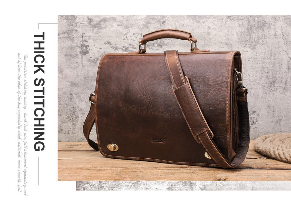 Black Angel Genuine Leather Men's 14-inch Laptop Business Briefcase
