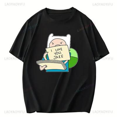 חולצת טי כותנה אופנתית הדפס קריקטורה של הרפתקאות בזמן לגברים לבוש רחוב קיצי טרנד חדש בגדים קז'ואל יוניסקס חולצות