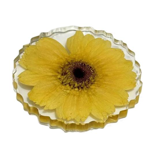 

Acrylic Clear Coaster Realistic Flowers Print Waterproof Cup Mat Non-Slip Heat-Resistant D