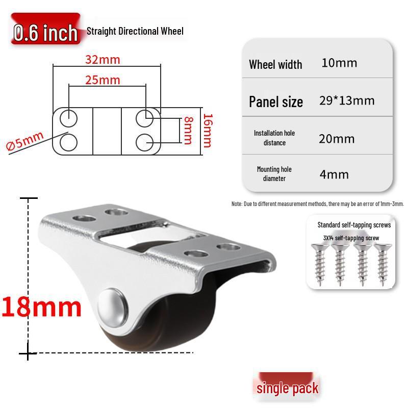 Silent 1-inch Swivel Caster for Tatami Drawer Cabinet with Rubber Wheel