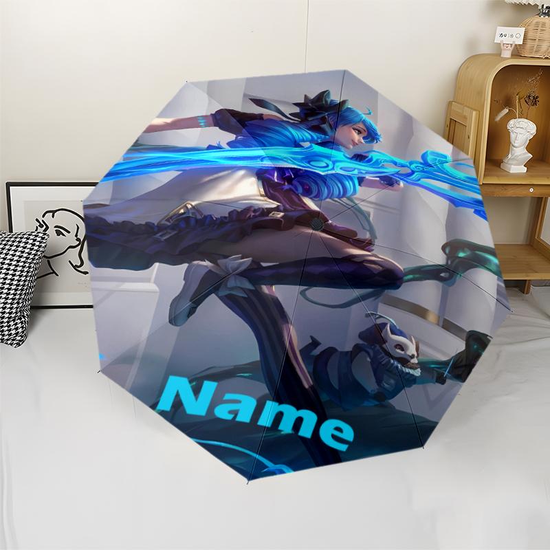 Custom Name League of Legends Theme Automatic Umbrella, Lightweight & Portable, 8 Rib, Perfect for Outdoor Travel, Birthdays, Christmas, Gifts.