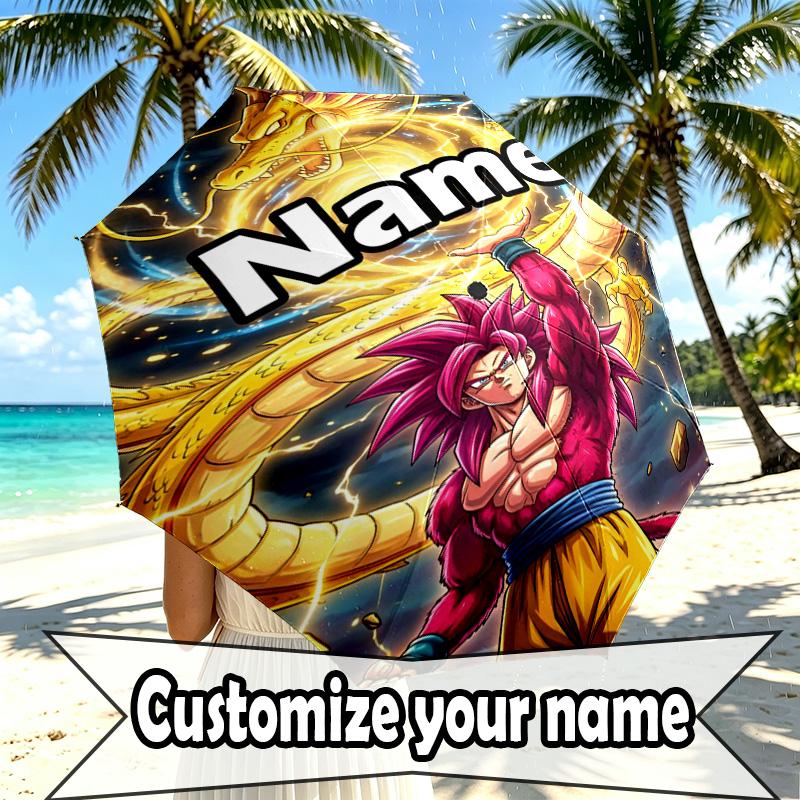 Custom Name Personalized Anime Print Umbrella, Auto Open Close, 8‑Rib Sturdy Frame, Commute Camping Hiking Use, Birthday Gift