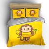Cartoon Monkey Decor Set Bedding Set with 1 Duvet Cover 2 Pillowcases Single Double King Queen Gift