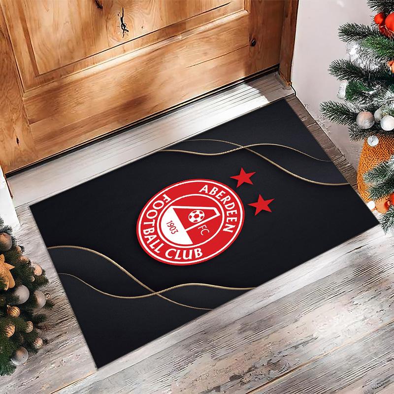 Aberdeen FC Soccer Football Pattern Soft Area Rug Non Slip Indoor Floor Carpet Sports Decor Mat for Bedroom