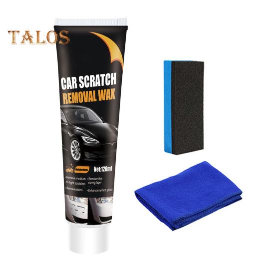 Crème de réparation des rayures de voiture 120 ml, cire de polissage pour réparation des rayures de peinture automobile, remplissage des rayures profondes pour véhicules, kit de suppression des rayures de voiture avec éponge et