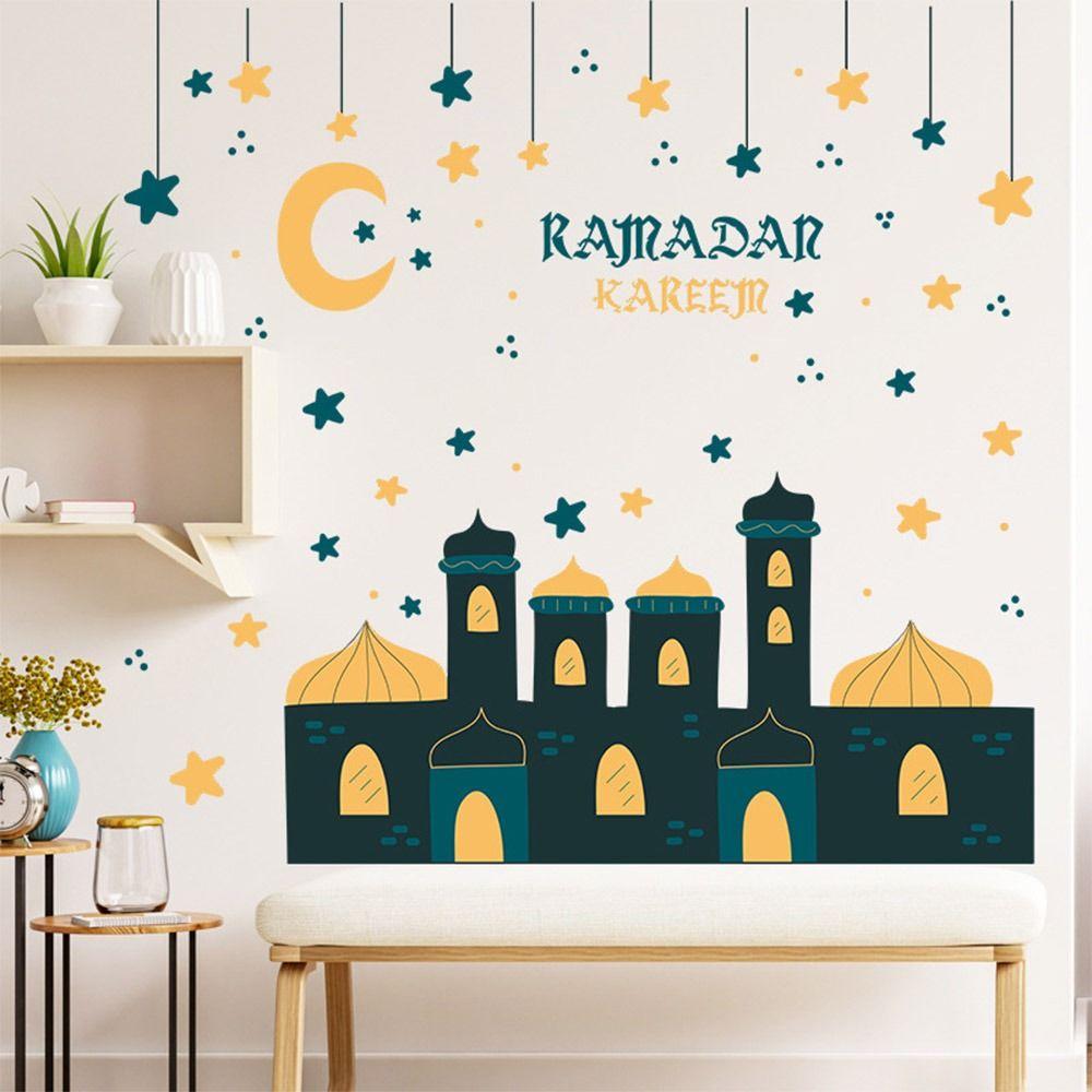 Multicolor Eid Mubarak Wall Stickers Star Moon Mural Ramadan Kareem Decals  Home Decoration