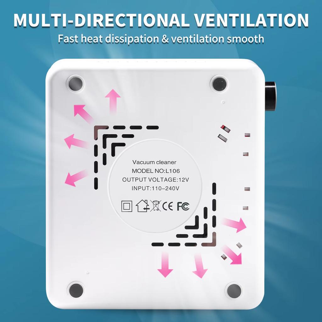 4500RPM Brushless Motor Nail Dust Collector for Nails Professional Super Suction Manicure Acrylic Vacuum Cleaner With Filter