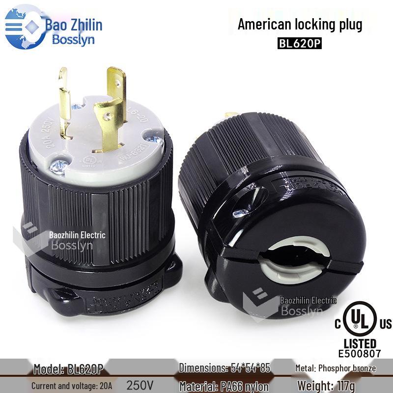 USA-Japan 20A Generator Power Plug with Anti-Loosening Feature