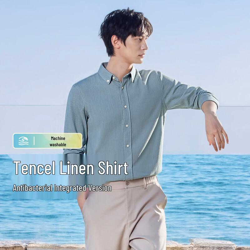 

Hodo Men s 3A Antibacterial Tencel Linen Long Sleeve Shirt L