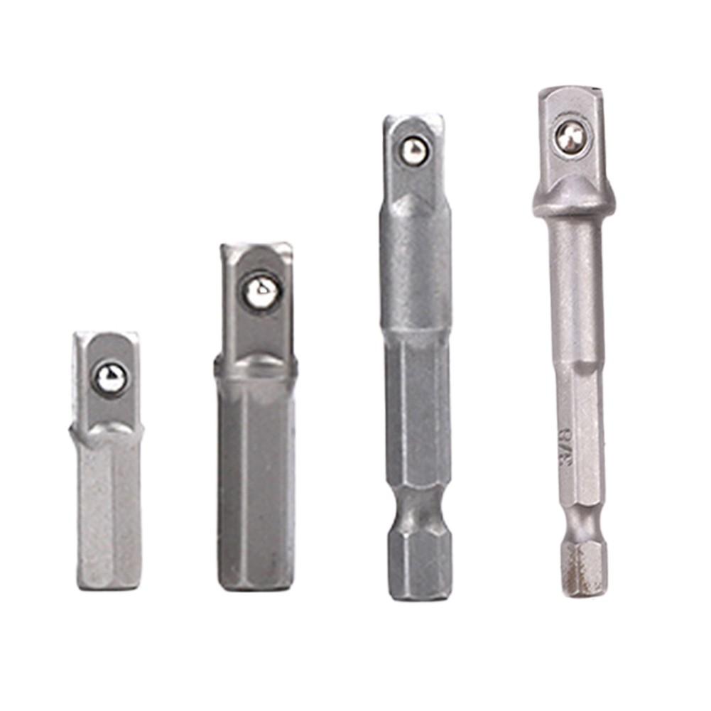 1/4pc Chrome-Vanadium Steel Drill Socket Adapter 1/4 Hex Shank To Square Socket Conversion Drill Bit Bar 25 30 50 65mm Tool Part