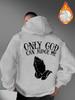 Retro Gothic Letter Praying Hands Back Print Men Hip Hop Sports Hoodie Vintage Street Loose Warm Fleece Pullover Sweatshirt