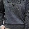 Spring Autumn V-neck Long Sleeve Sweater Women High Street Patchwork Pullovers Screw Thread Solid Color Y2K Tops
