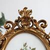 Golden Flowers Photo Frame With Antique Design Resin Oval Shape Picture Frame For Anniversary Wedding Or Housewarmings