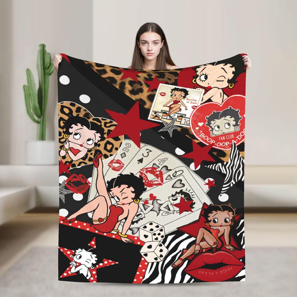 Warm Blanket Camping B-Bettys Boops Throw Blanket  Flannel Bedspread For Living Room Comfortable Sofa Bed Cover