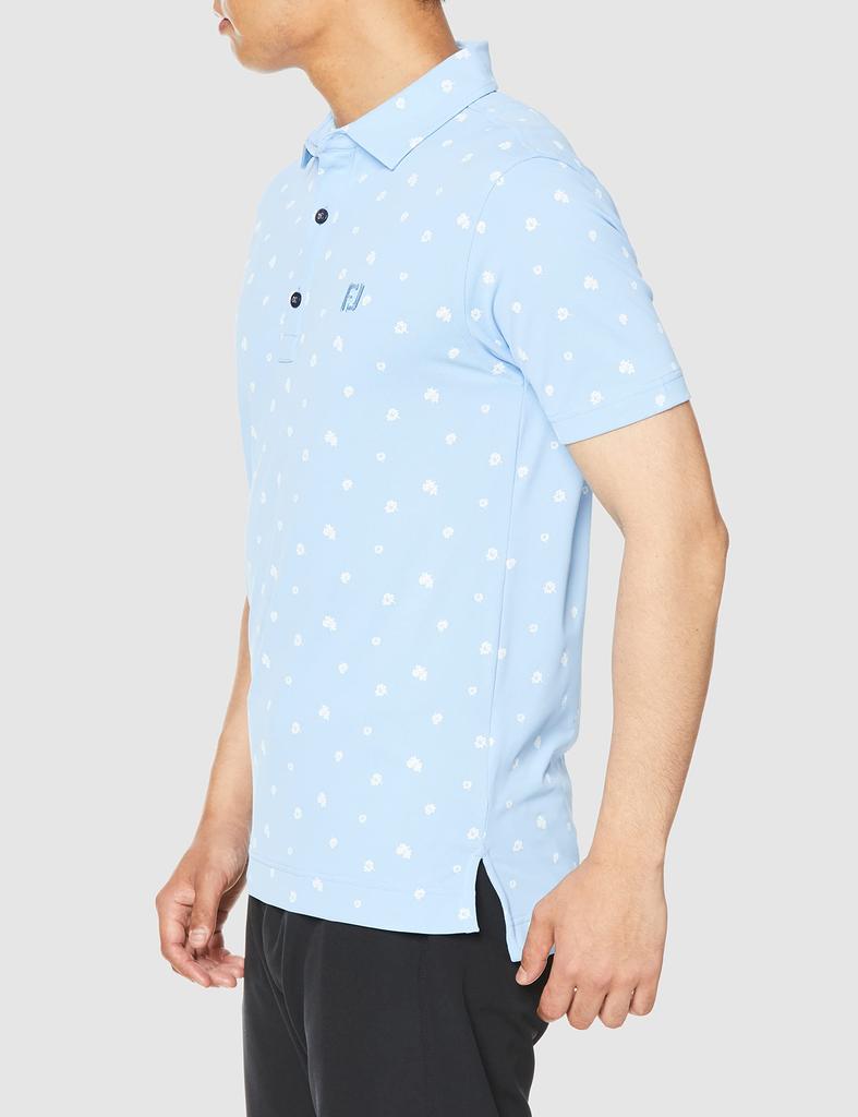 FootJoy Modern Classic Floral Motif Print Short Sleeve Shirt, True Blue, Men's XL (80449-XL)