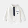 Boys Long Sleeve Shirt School Style Button Down Collared Top Loose Fit Fashion Casual Clothing for Toddler and Kids