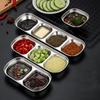 2Pcs 2/3/4 Grid Seasoning Dish Stainless Steel Sauce Plate  Restaurant Use