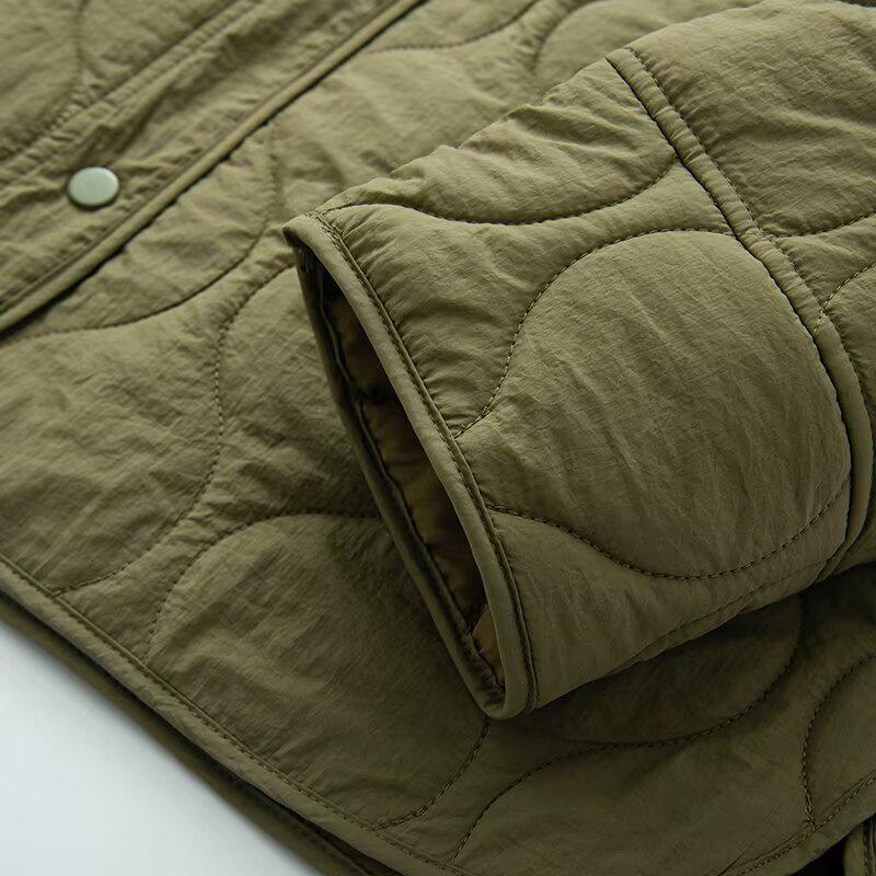 Europäische und amerikanische Damen Frühjahr 2025 Zweifarbige Baumwolljacke