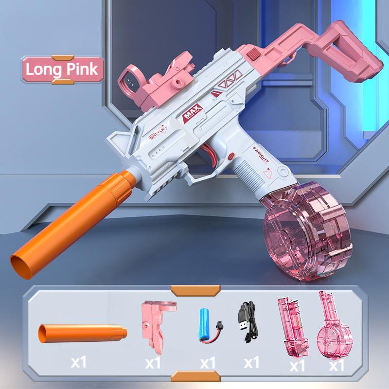Pistola ad Acqua Elettrica Uzi Sparo Continuo Giocattoli Estivi per Piscina Pistola con Mirino Silenziatore Divertimento all'Aperto Prop Gioco Cs per Bambini