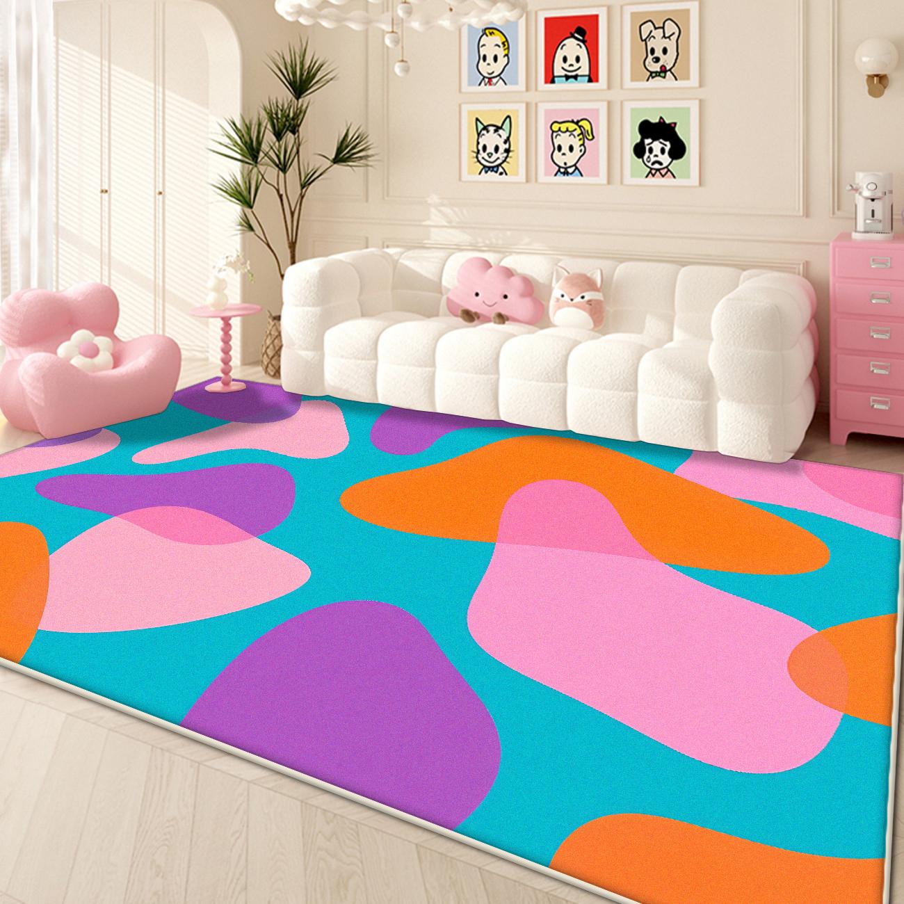 

Modern Colored Carpet for Living Room Cute Decoration Home Sofa Washable Large Rugs Lounge Bedroom Plush Floor Mat Easy Cleaning 60x90cm