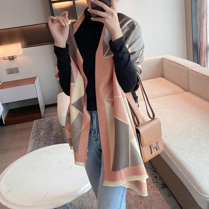 Summer air-conditioned room new irregular splicing double-sided autumn and winter warm imitation cashmere outer shawl scarf scarf women