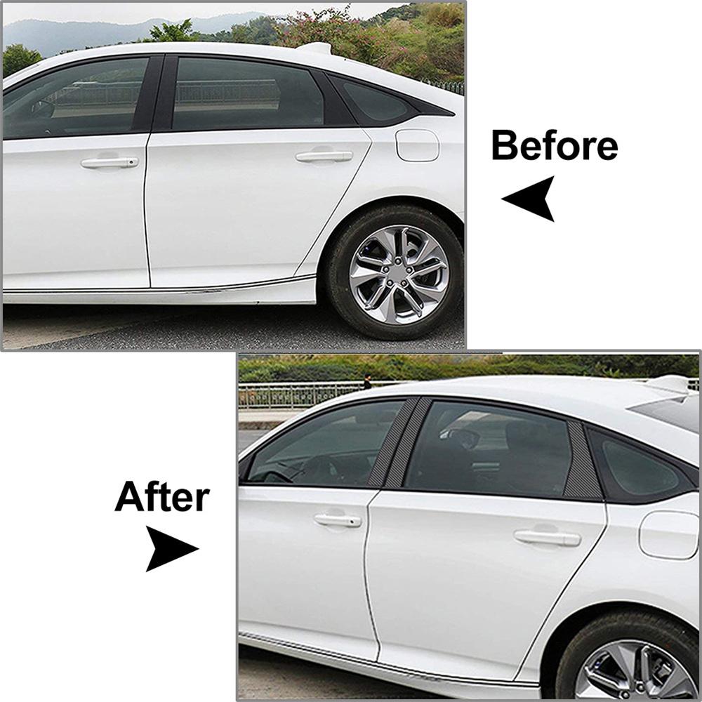 Carbon Fiber Look Door Window Pillar Post Trim Cover For Honda Accord 2018-2021