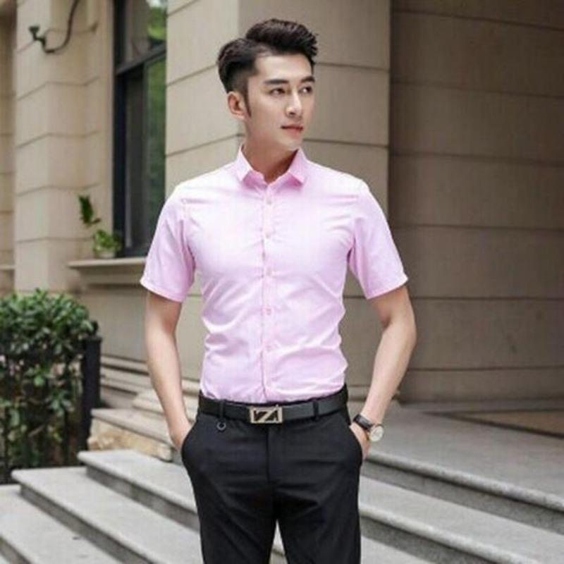 Men's Slim Fit White Long Sleeve Anti-Wrinkle Business Shirt