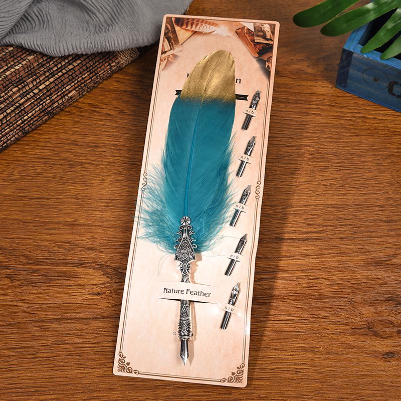 Creative Feather Dip & Fountain Pen Set - Stainless Steel Business & Birthday Gift