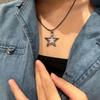 Black Star Pendant Necklace Exquisite Punk Double Star Clavicle Chain Unique Choker Jewelry Hip Hop Earring Eye Catching