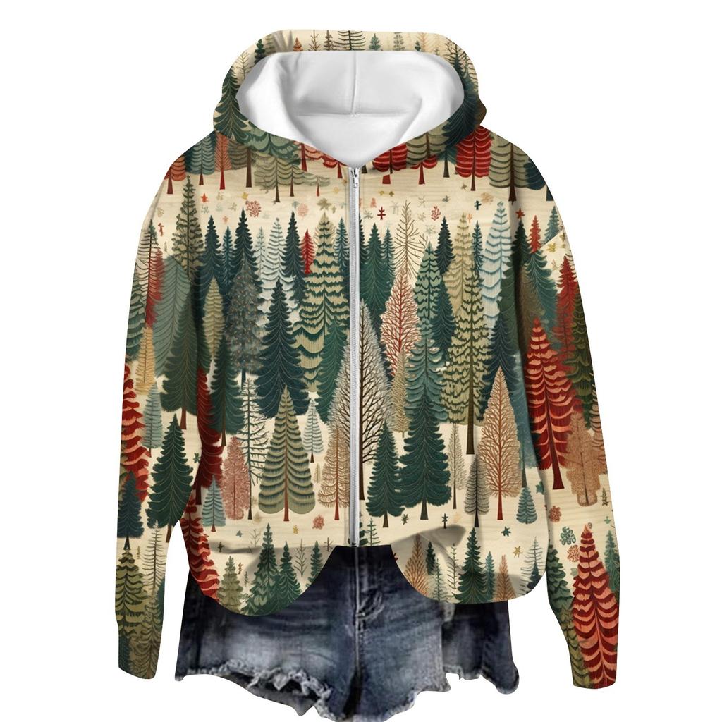 Jackets For Women Long Sleeve  Zip Up  Print Outerwear Casual Jackets