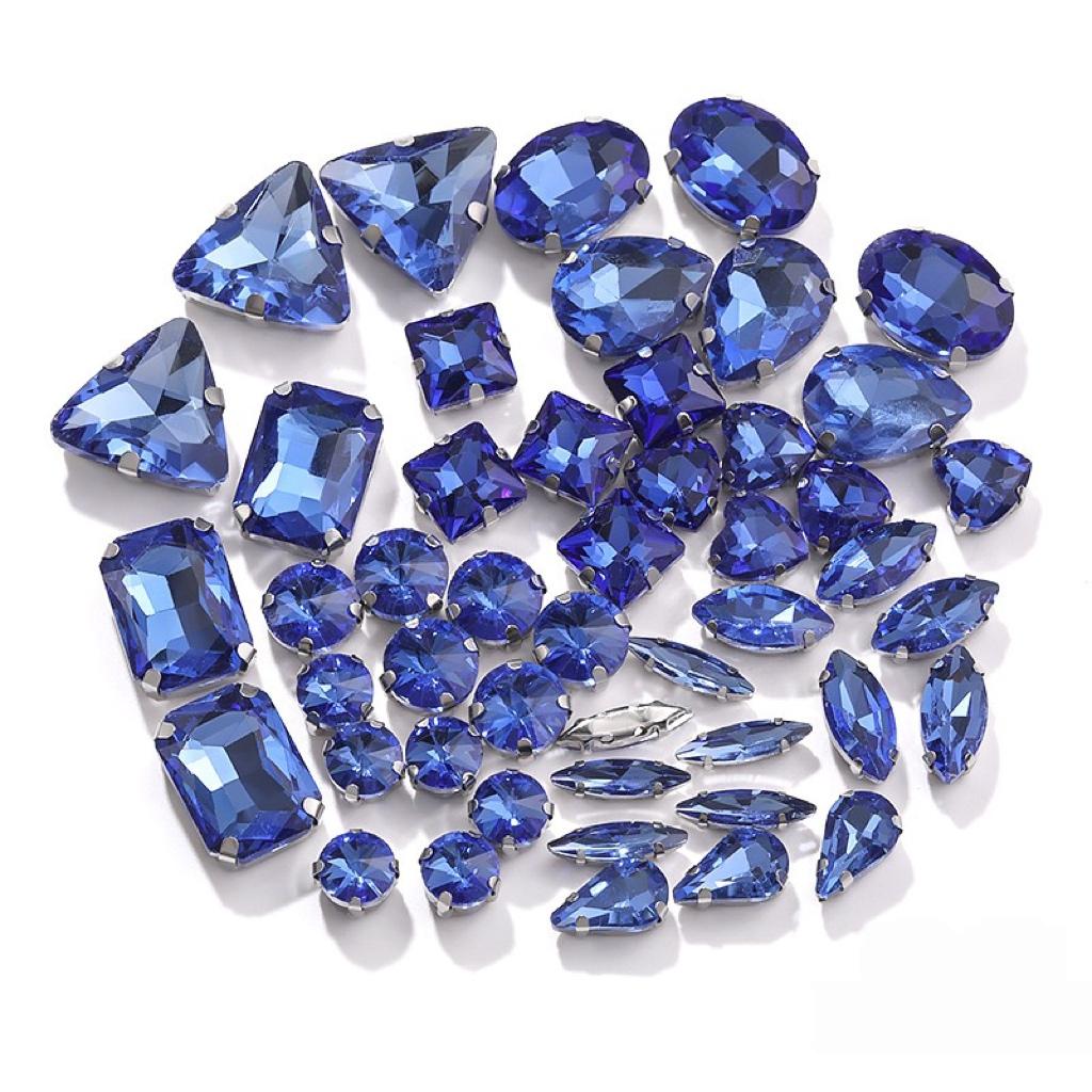 Factory Hot Sale Rhinestones Popular Colors Mix Shapes Sew On Rhinestones Claw Glass Rhinestones for Wedding Dress