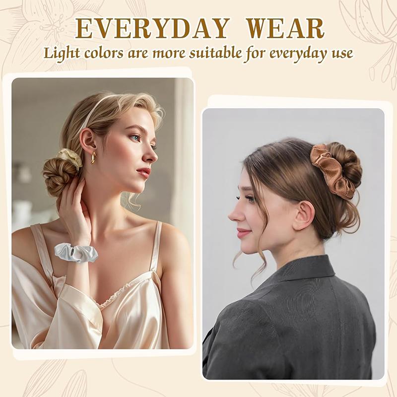 Satin Silk Scrunchies Soft Hair Ties Fashion Hair Bands Hair Bow Ropes Elastic Bracelets Ponytail Holders Hair Accessories for Women Girls