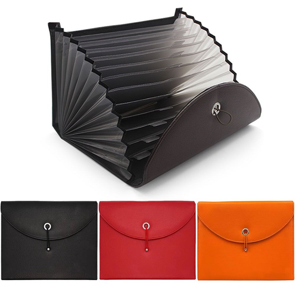 With Labels PU Leather Document Bag Waterproof Accordion File Organizer  School Supplies