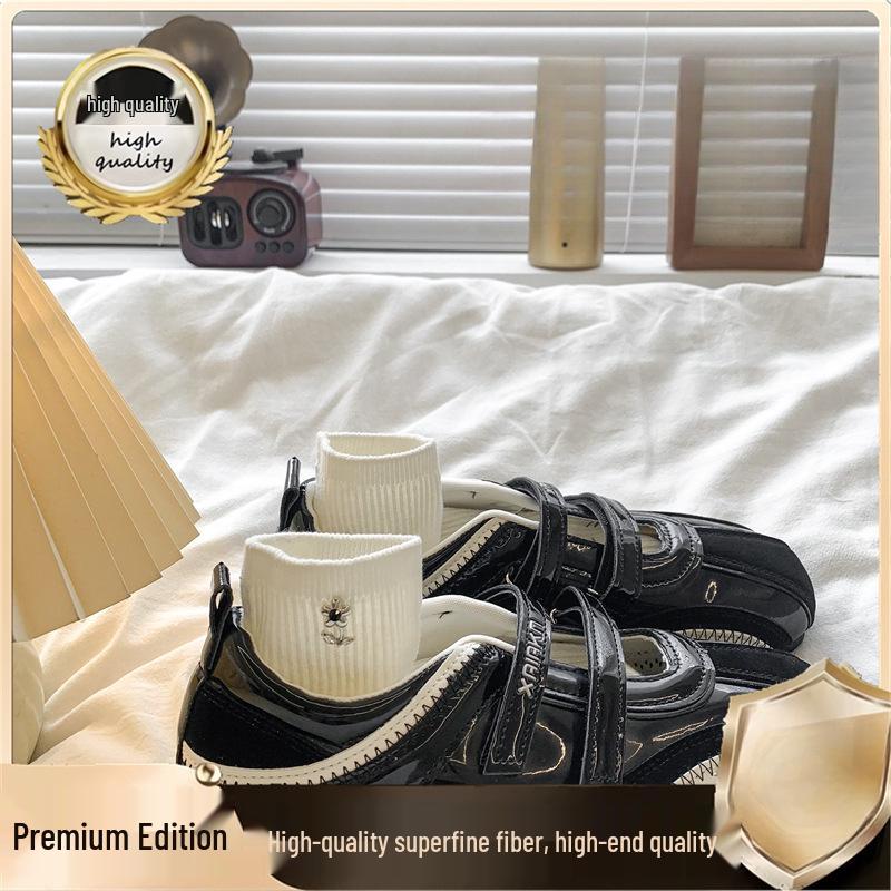 Women's Autumn Lightweight Velcro Mary Jane Sneakers - Thin-soled, Casual Sports, with Inner Height Increase.