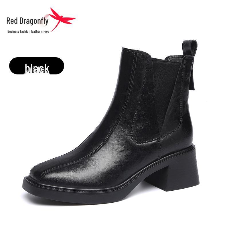 Red Dragonfly Women s Genuine Leather High Heel Chelsea Boots 37