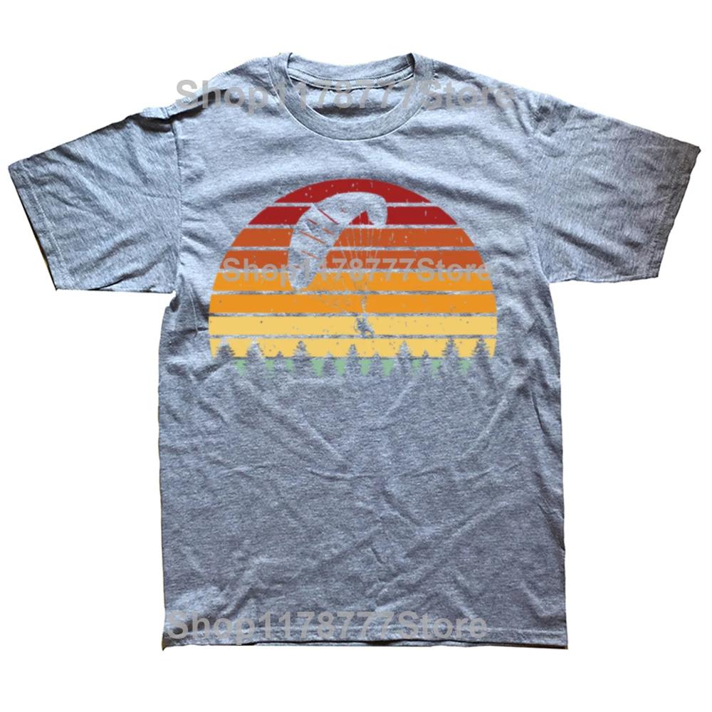 Vintage Sunset Paragliding Tshirts Men Tee Tops Cotton T Shirt Short Sleeve Gift For Paragliders Paramotor T-shirt Clothes