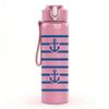 1PC Navy Anchor Stripe 750ml Color Plastic Sports Water Bottle Leakproof Flip Straw Lid Suitable for Sports Office Home Use
