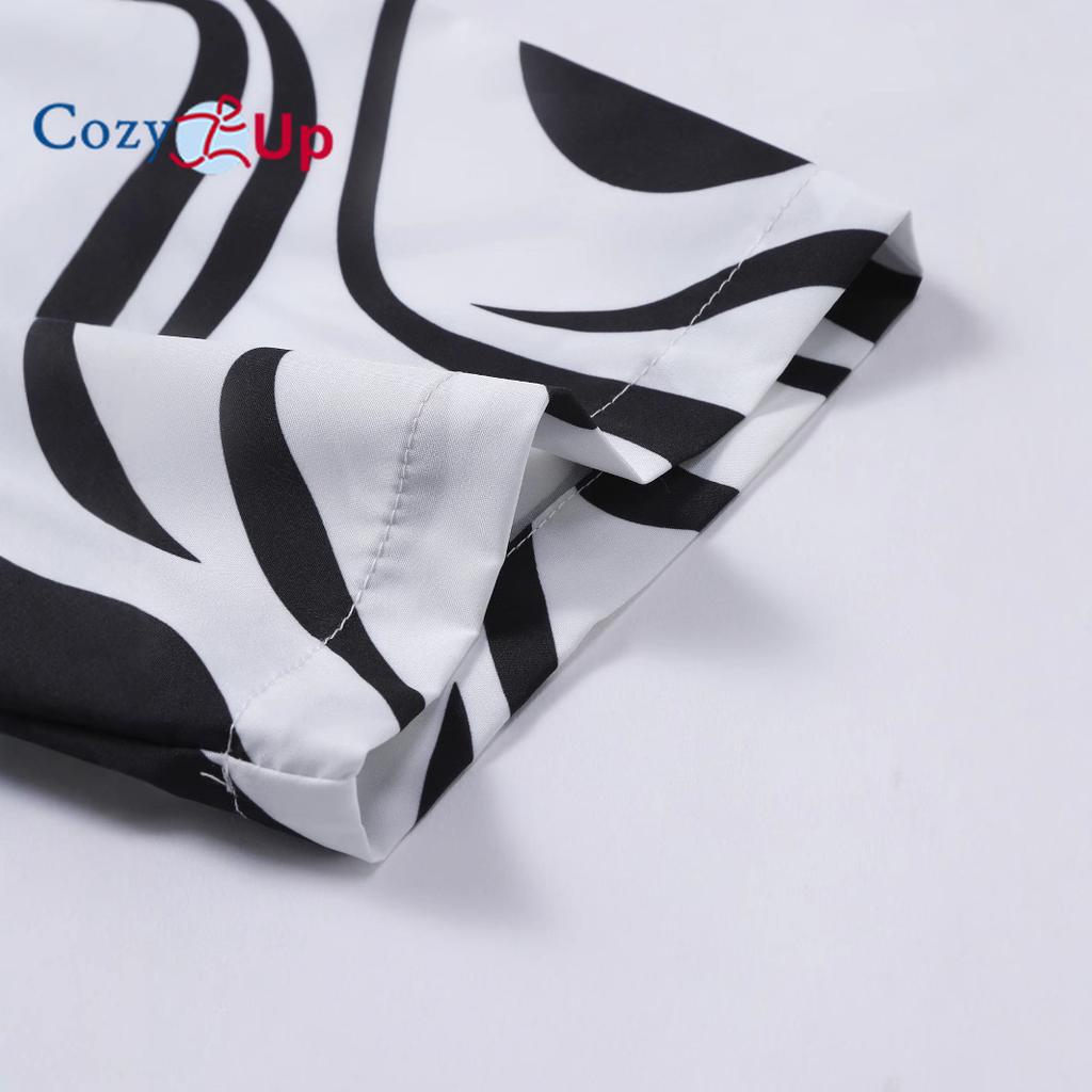 Casual Men's Black Stripe Printed Men's Short Sleeve Shirt Shorts Set Men's Shirt Summer 2025 New