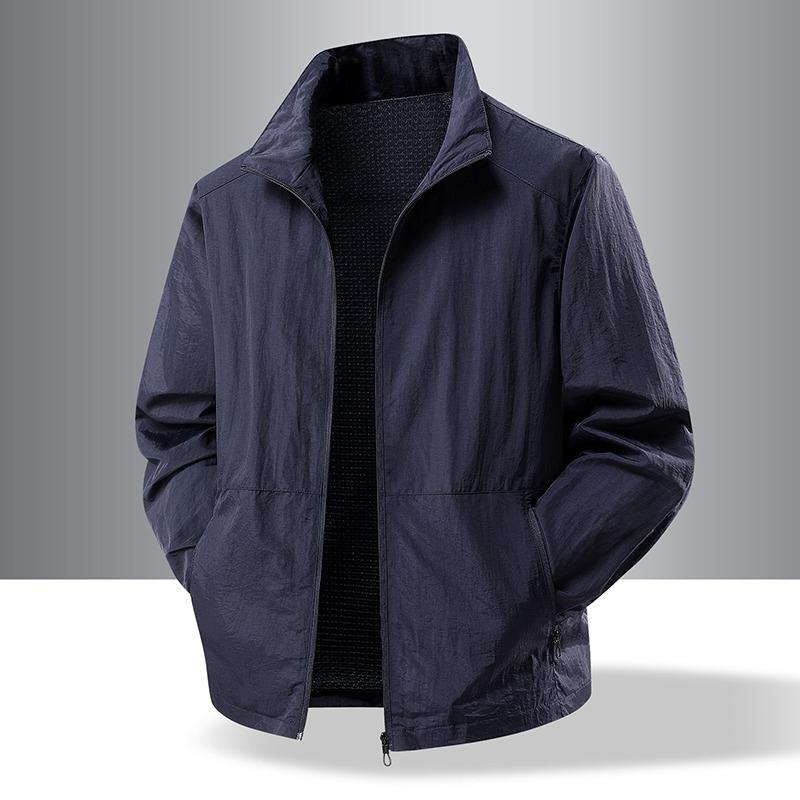 Giacca da uomo sportiva larga stile coreano casual tinta unita con tasche manica lunga cerniera cardigan top