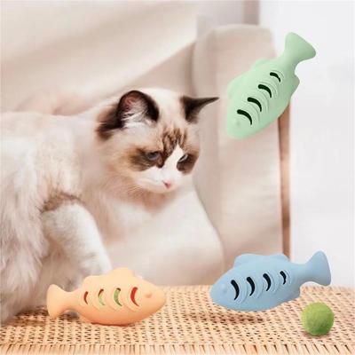 Self-beating Stick Feline Fun Interactive High Quality Self-entertainment Mint Scent Fish Shaped Cat Toy Silicone Cat Toys