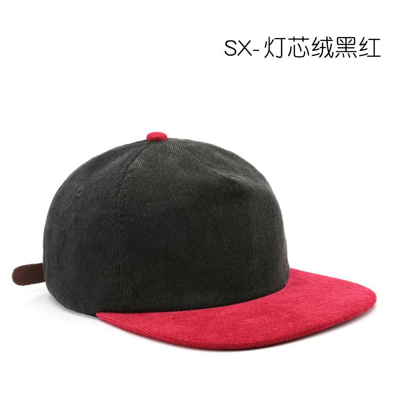 American Retro Contrasting Visor Corduroy Cap Outdoor Versatile Hat Hip Hop Baseball Cap Couple Flat Edge