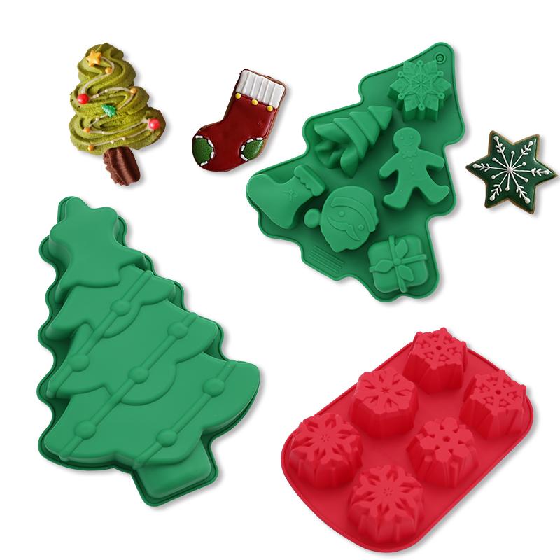 FAIS DU Silicone Mold Bakeware DIY Chocolate Mold Christmas Trees Snowman Gifts Baking Tools Cake Decoration Accessories