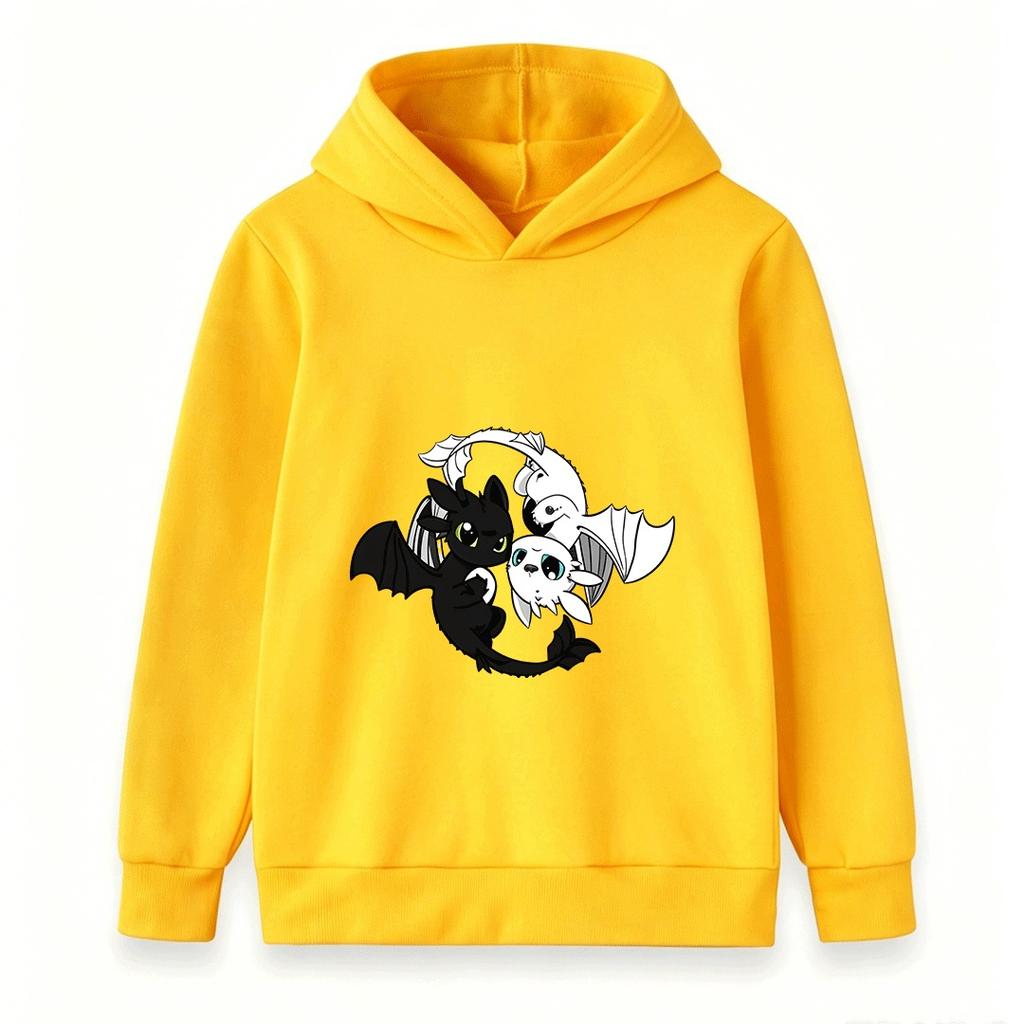 Kids Boys Girls Hoodie Toothless Light Fury Dragon Printed Casual Pullover Hooded Sweatshirt For Children Soft Warm Daily Tops