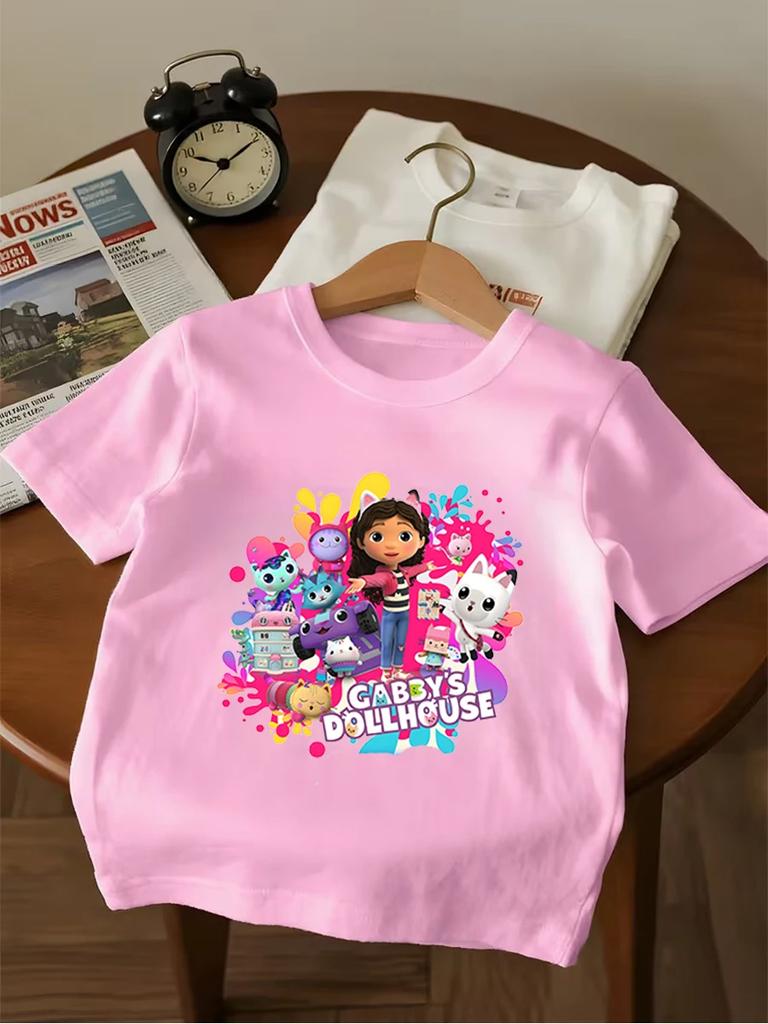 CatRat Gabby's Dollhouse Short Sleeve T Shirt Children Summer Cute Cartoon Crewneck Boys Girls Ages 3-14