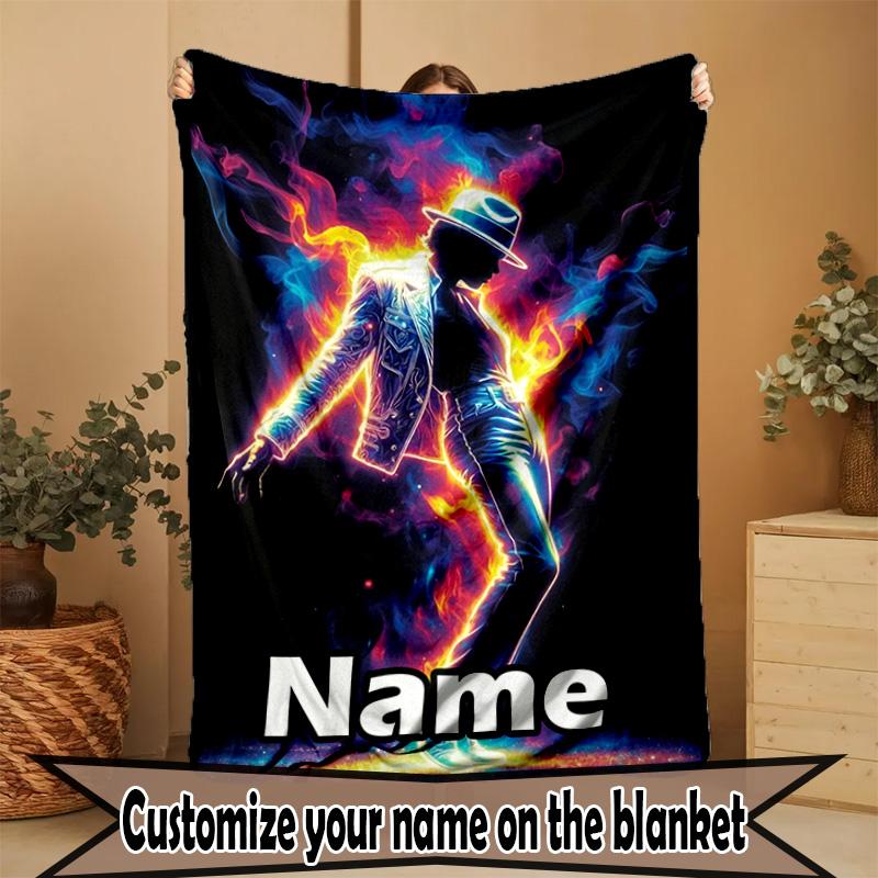 Personalisierte Michael Jackson Druckdecke mit individuellem Namen, Heimdekoration, Schlafzimmer, Sofa, Camping, Couch, Geschenke für Geburtstag WeihnachtenEnthusiasten
