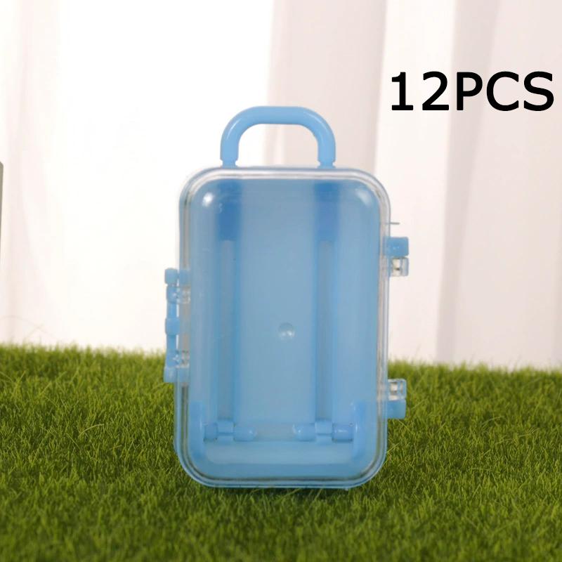 

WTEMPO 12 шт. Креативные пластиковые подарочные коробки в форме чемодана, Декор для вечеринки, Коробки для угощений, Упаковочные коробки с откидной крышкой для хранения и дарения деликатных предметов 12pcs синий