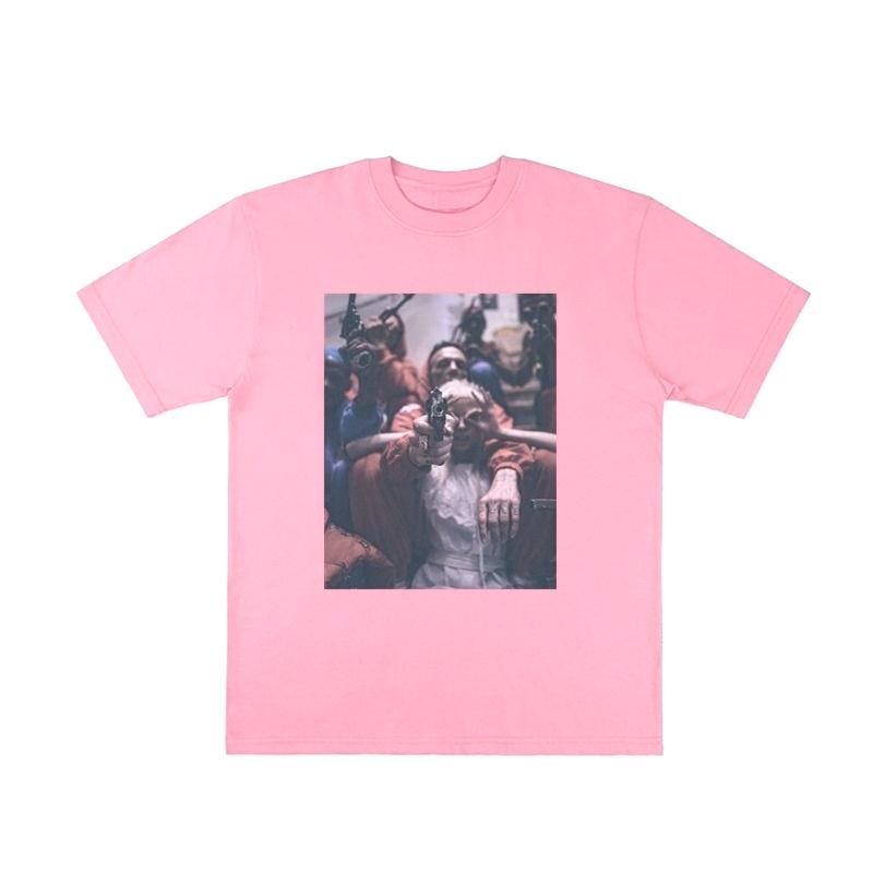 

2025 Autumn Winter European and American Heavy Pure Cotton Trendy Brand Retro Printing T-shirt Men s Women s Versatile T-shirt S