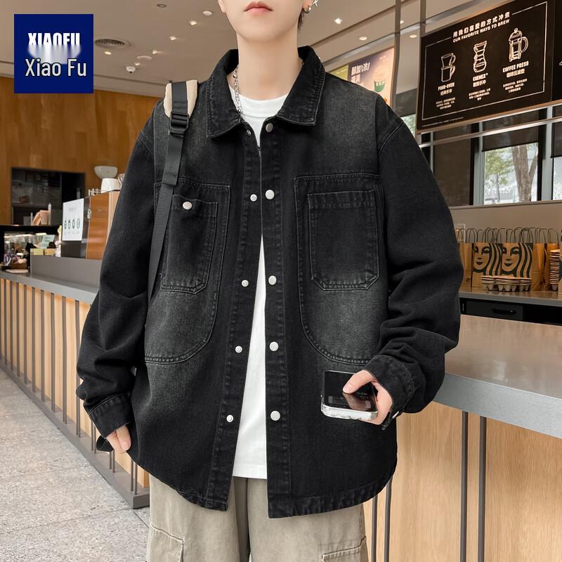 

Мужская джинсовая куртка большого размера с эффектом стирки XL